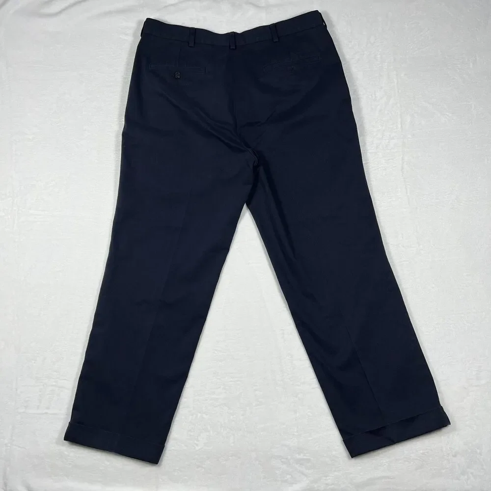 Brooks Brothers Advantage Chino Thompson Mens 38x30 Navy Pleated Cuffed Pants